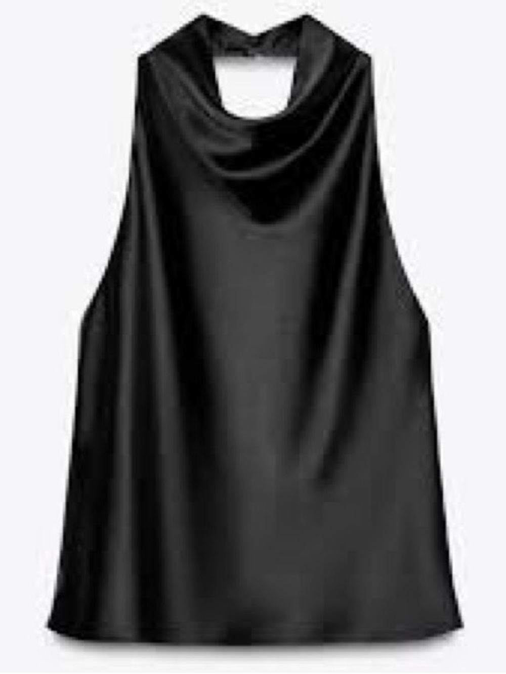 Zara Black Satin Cowl Neck Sleeveless Top